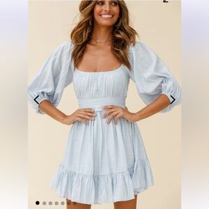 Saints and secrets Light Blue Puff Sleeve Dress